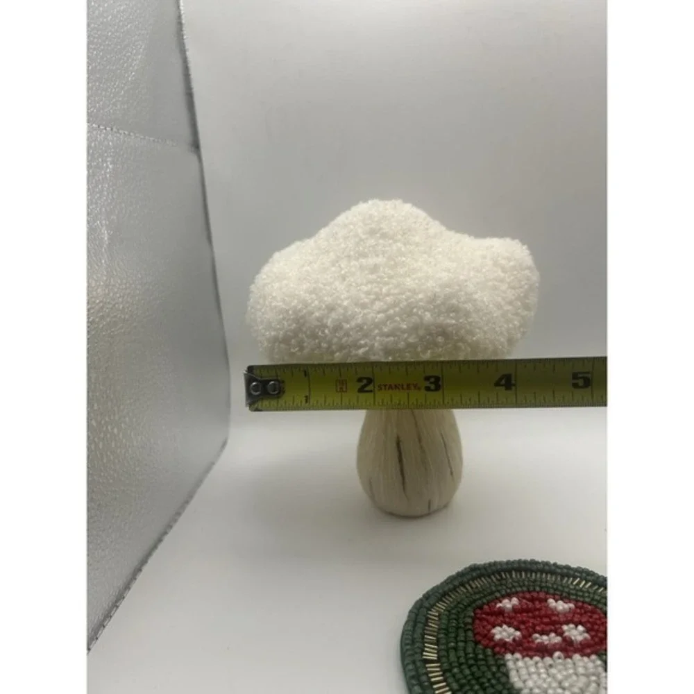 3-PC Pair Mushroom Themed Beaded Coasters‎ & Decorative Mushroom Table Decor